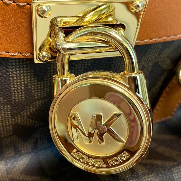 MICHAEL KORS BROWN HAMILTON SATCHEL/ PURSE W/ GOLD WARE NWOT CROSSBODY BAG - Picture 4 of 8